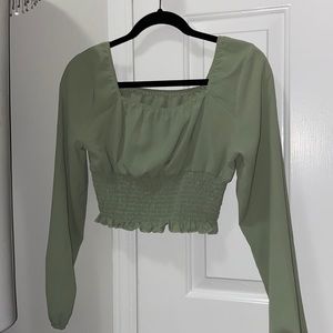 Sage green long sleeve top